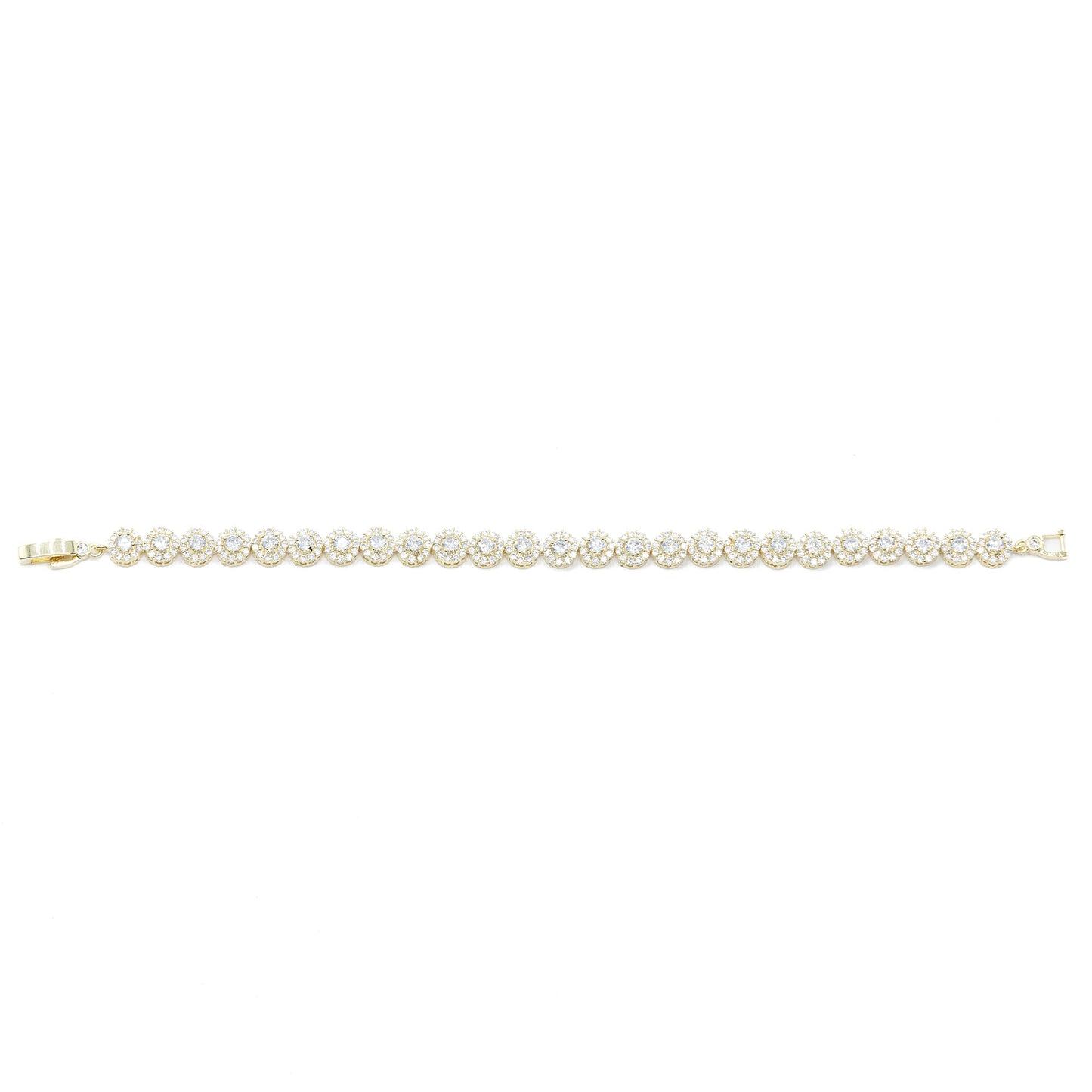 Tiny round pave 3A CZ stone bracelet rhodium G plated Default Title