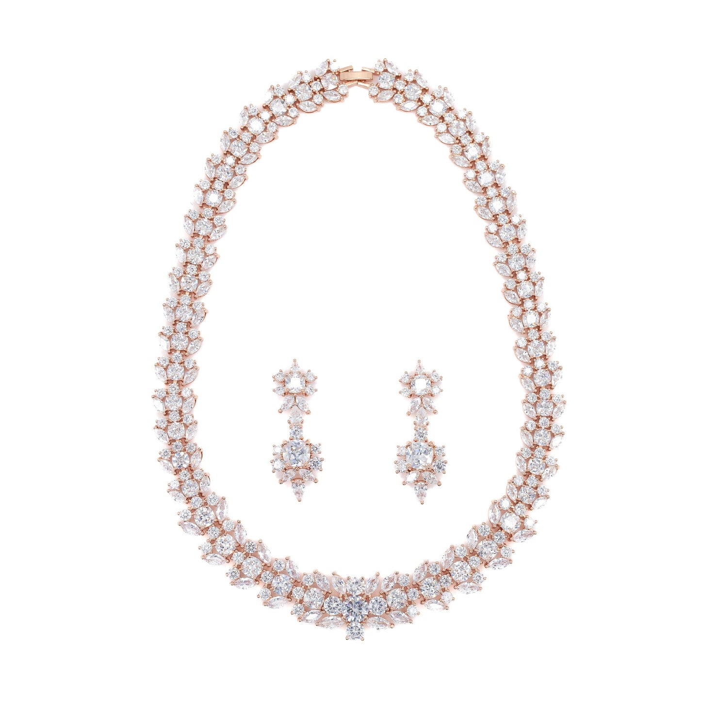 Flower marquis necklace set Gold Default Title