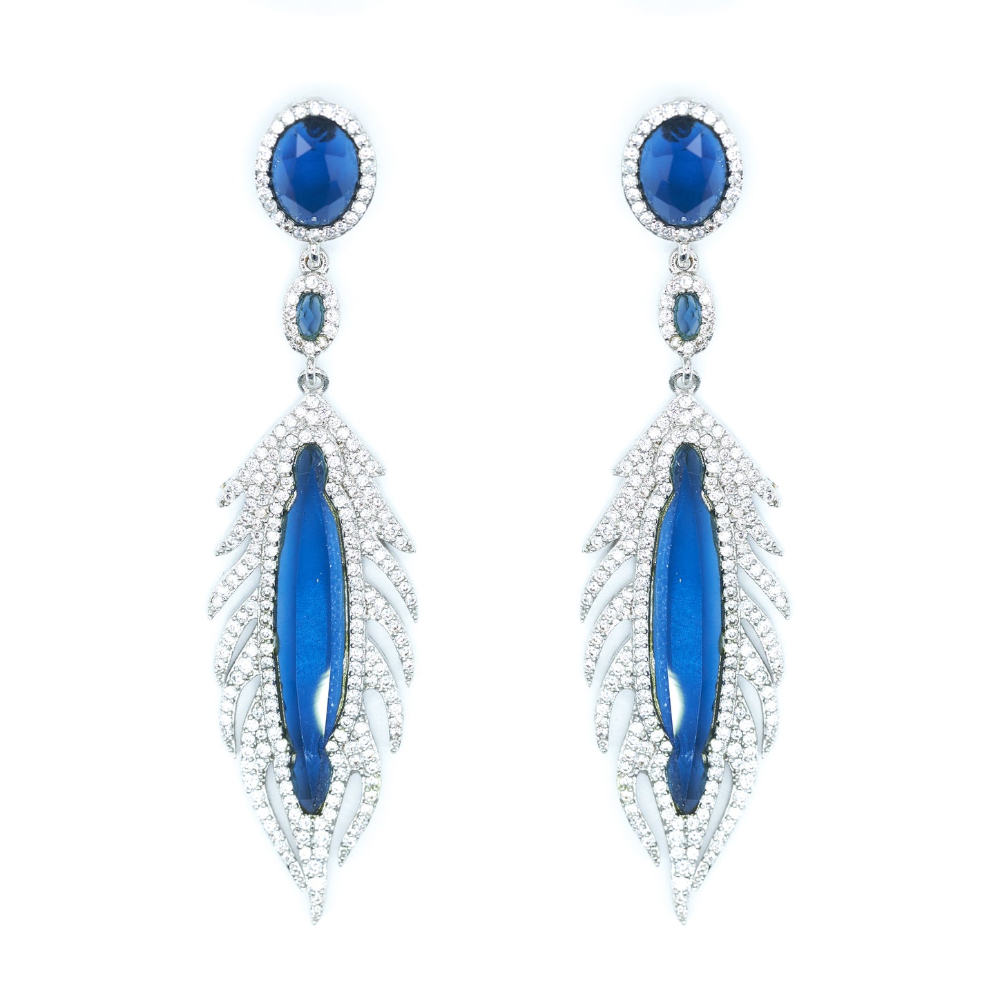 Sapphire Feather Drop Earrings Default Title