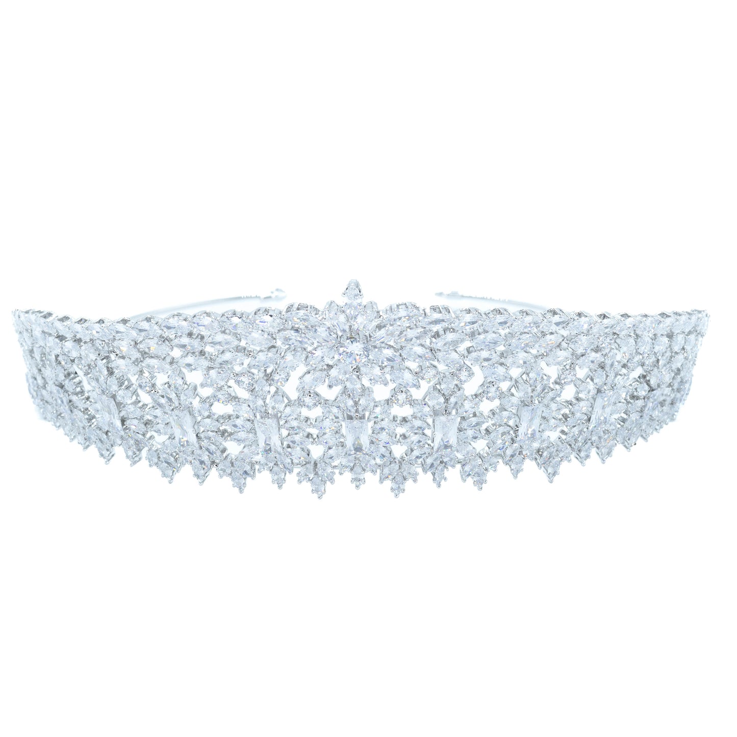 Silver marquee cut tiara w/ 3A CZ clear stones Default Title