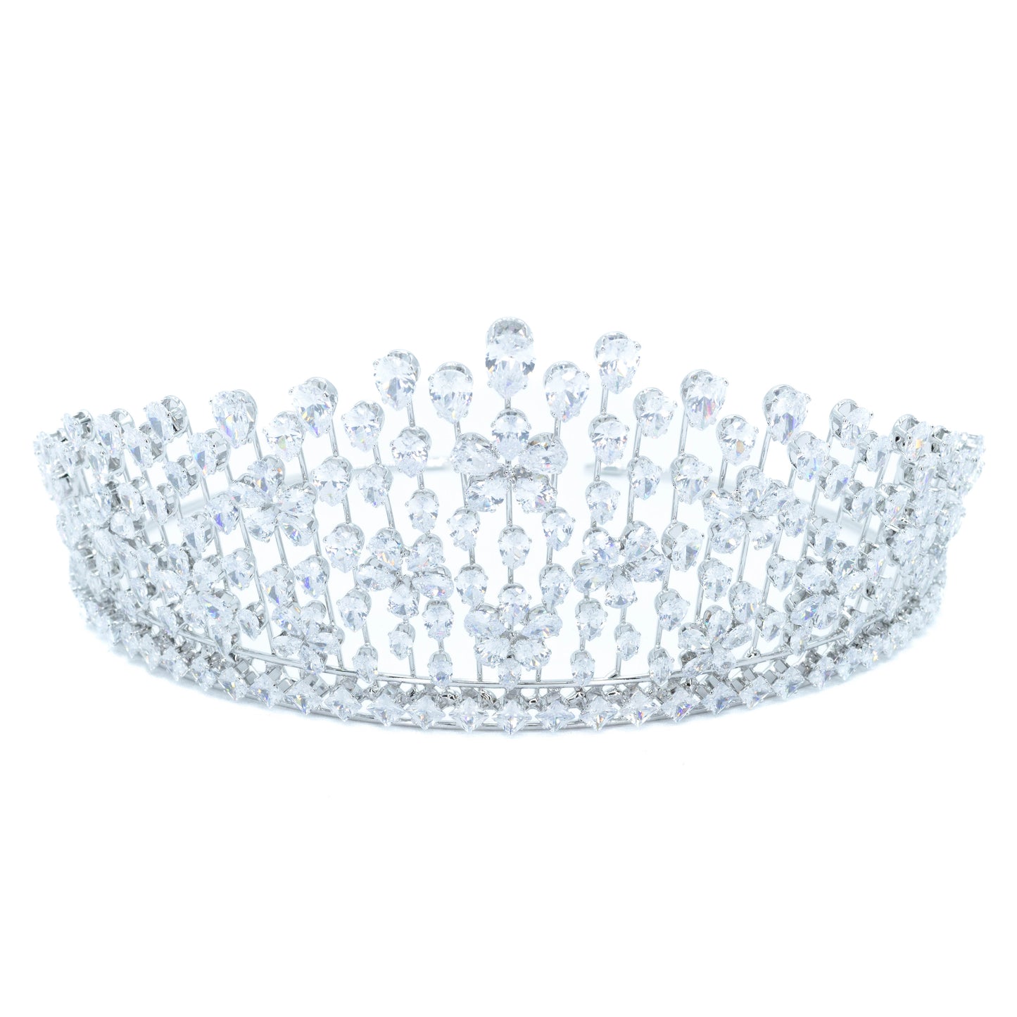 Slver tiara w/ 3A CZ pear shaped stones Default Title