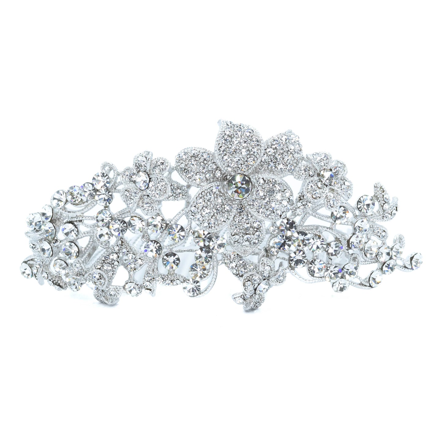 Comb w/ flower dsign w/ swarovski crystals rhodium plated Default Title