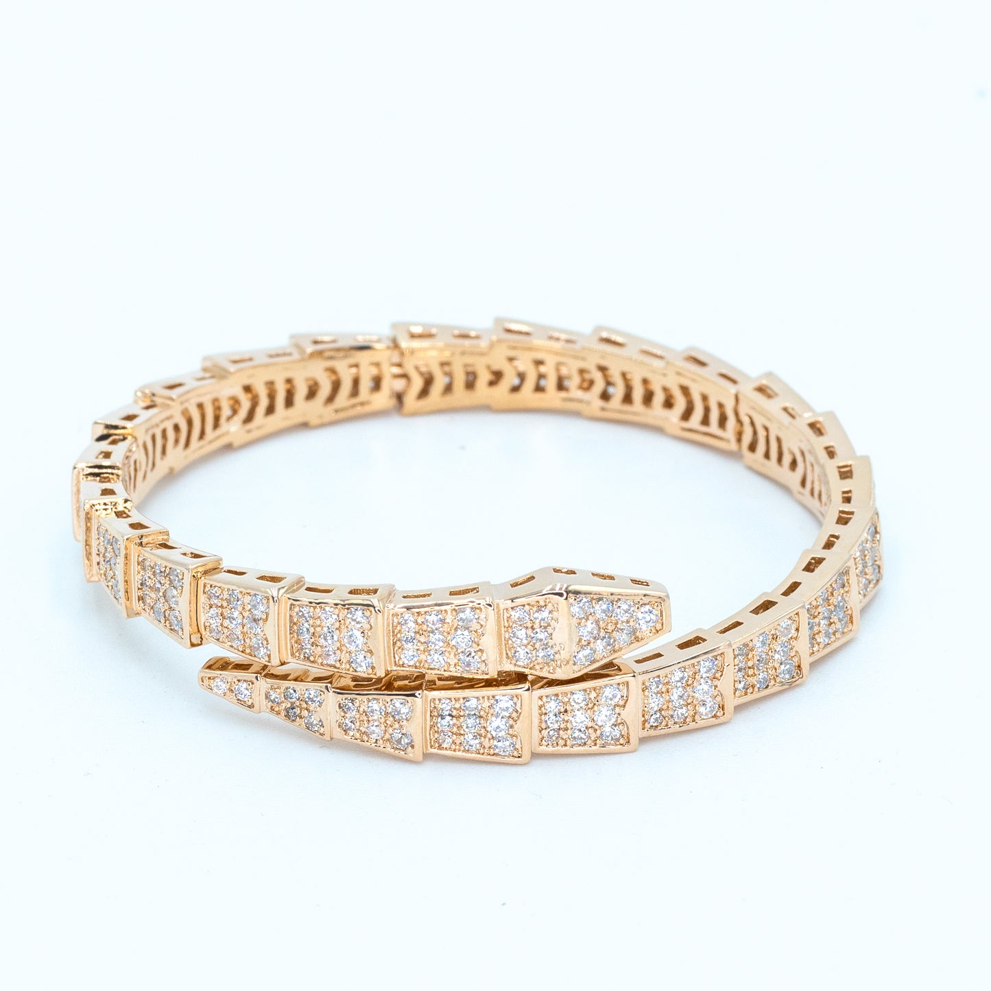 Serpent bracelet w/ 3A CZ stones rhodium RG plated Default Title