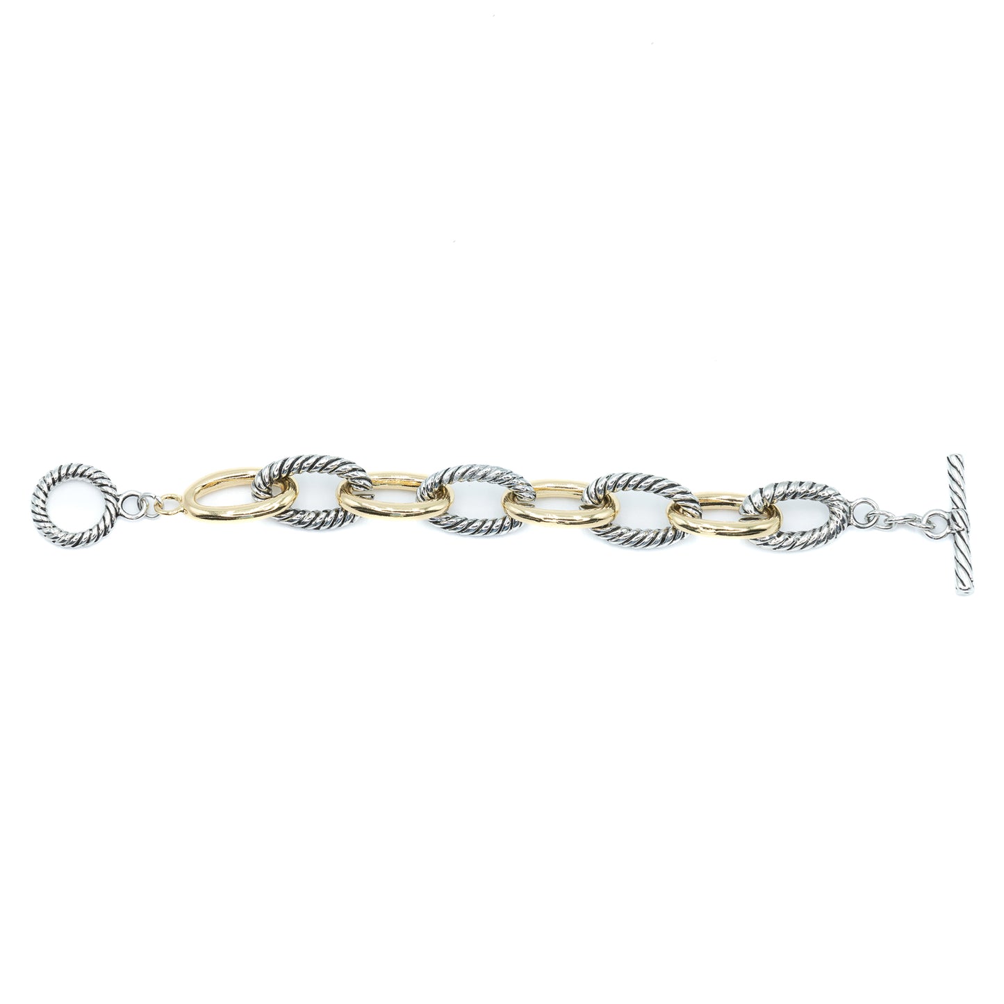 Link cable bracelet w/ rhodium and gold plating Default Title