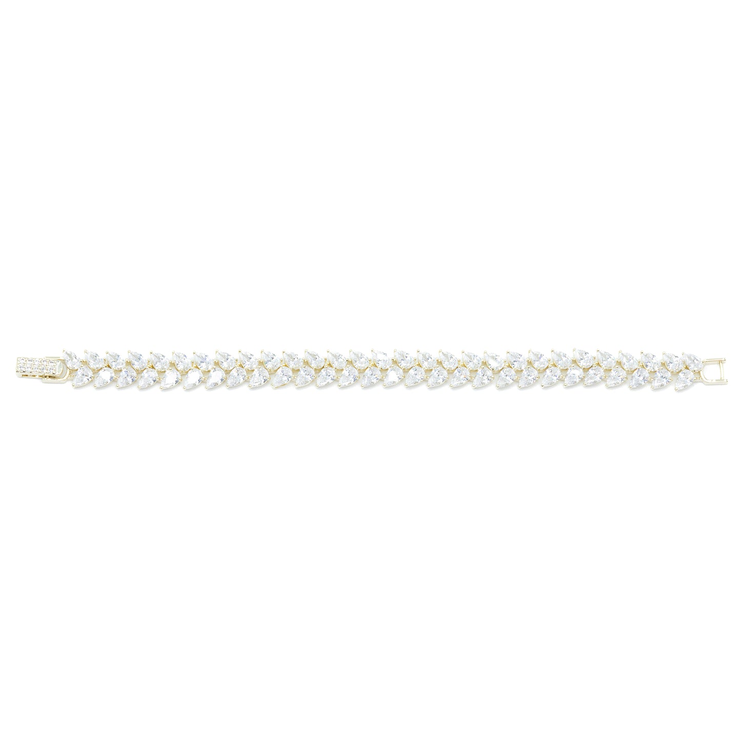 Tilted marquee tennis bracelet w/ 3A CZ stones rhodium G plated Default Title