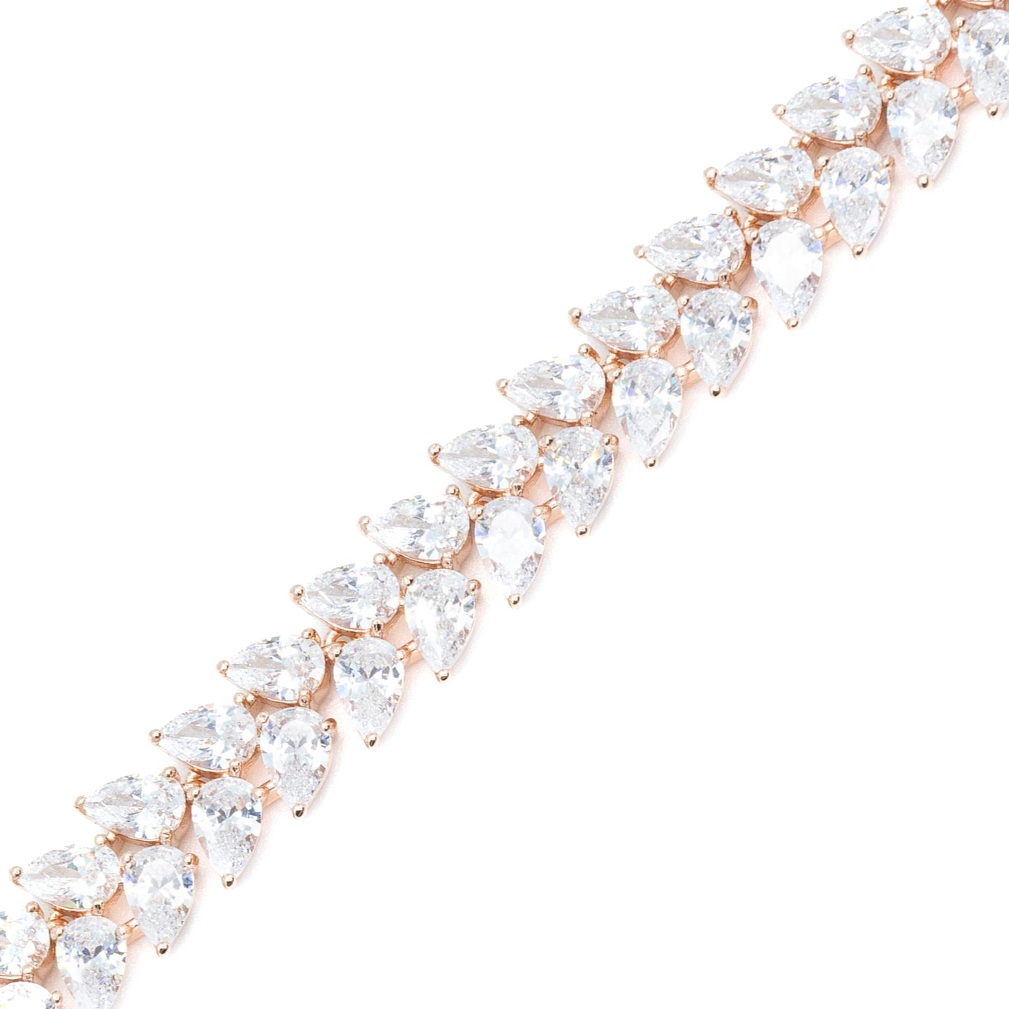 Tilted marquee tennis bracelet w/ 3A CZ stones rhodium RG plated Default Title