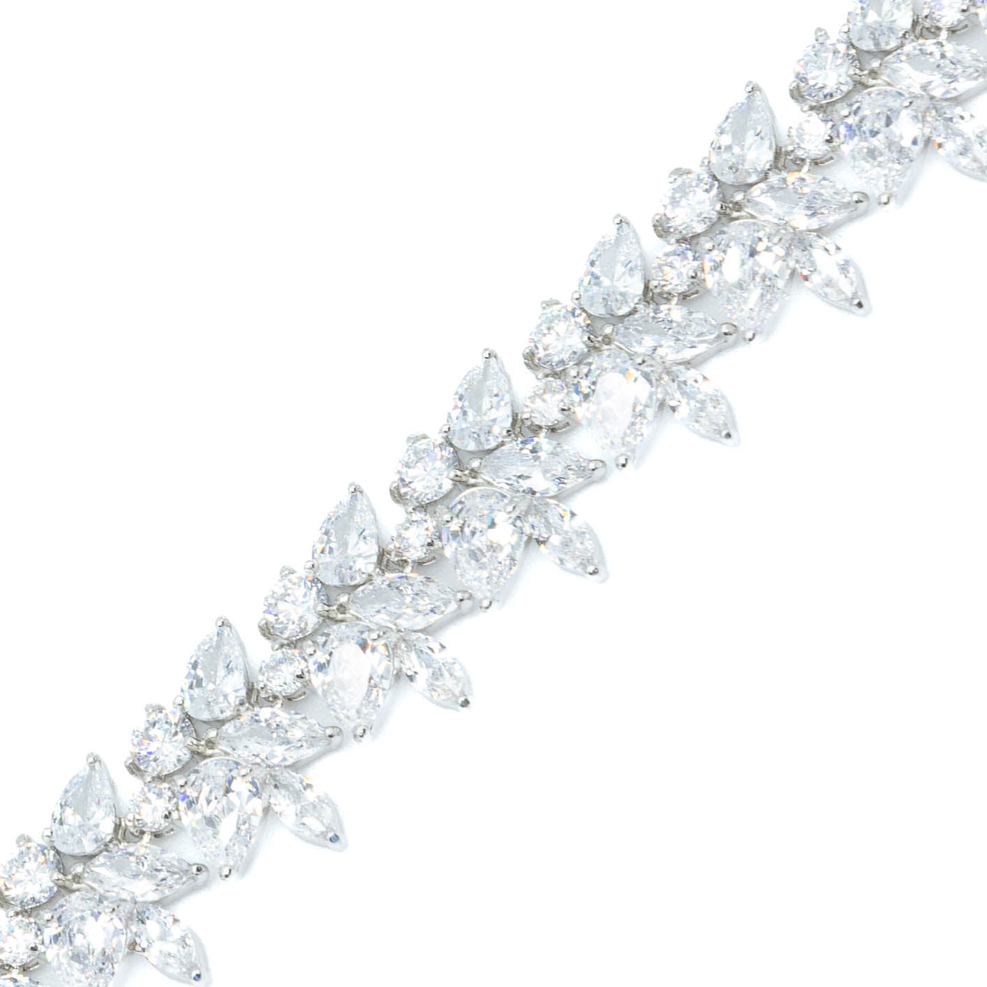Marquee cluster tennis bracelet w/ 3A CZ stones rhodium plated Default Title