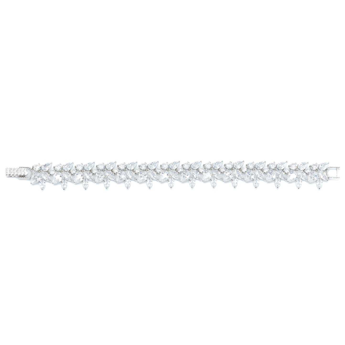 Marquee cluster tennis bracelet w/ 3A CZ stones rhodium plated Default Title