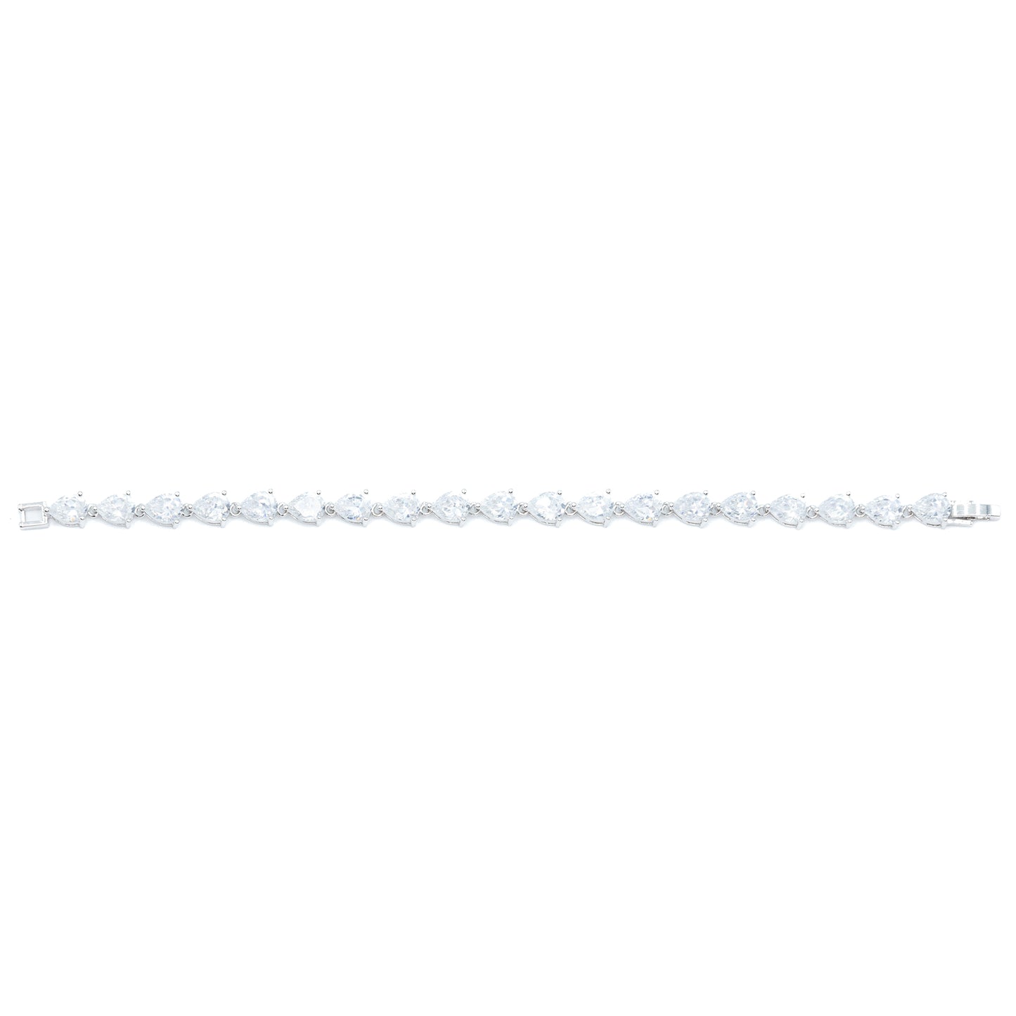 Pear shape tennis bracelet w/ 3A CZ stones rhodium plated Default Title