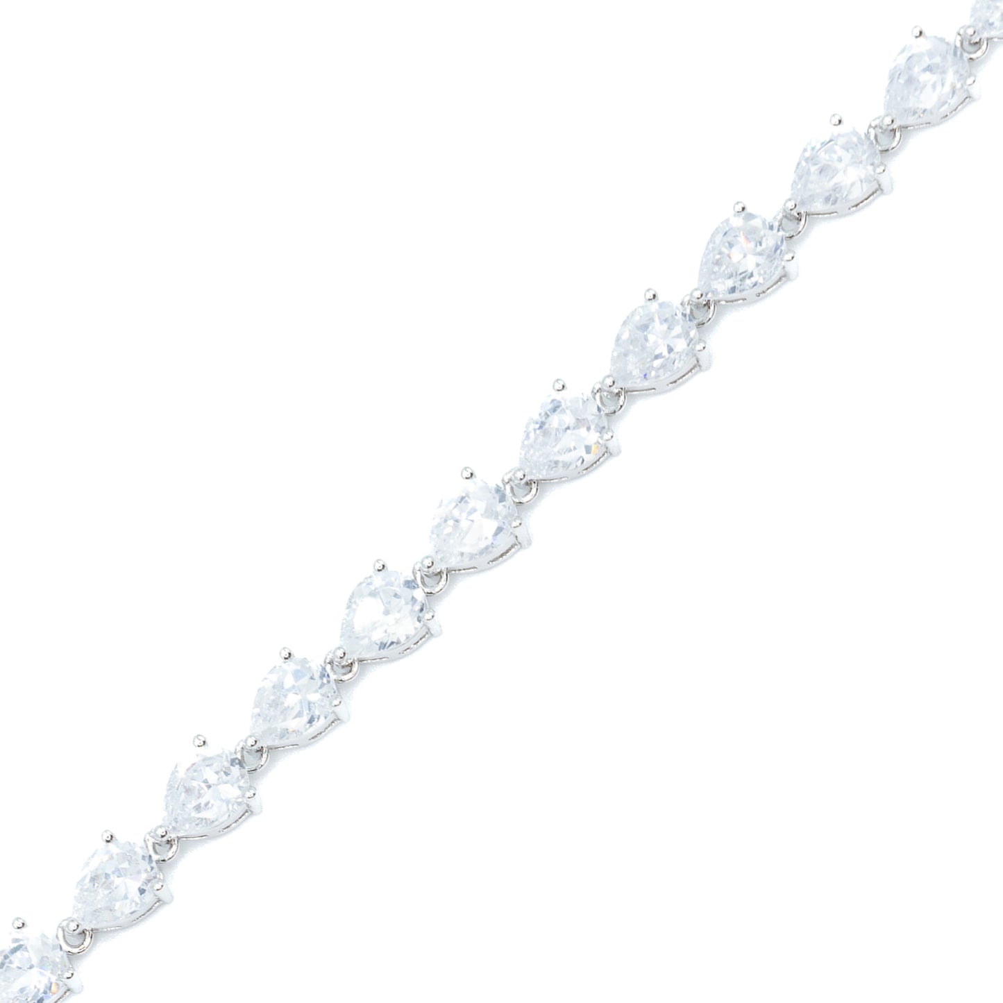 Pear shape tennis bracelet w/ 3A CZ stones rhodium plated Default Title