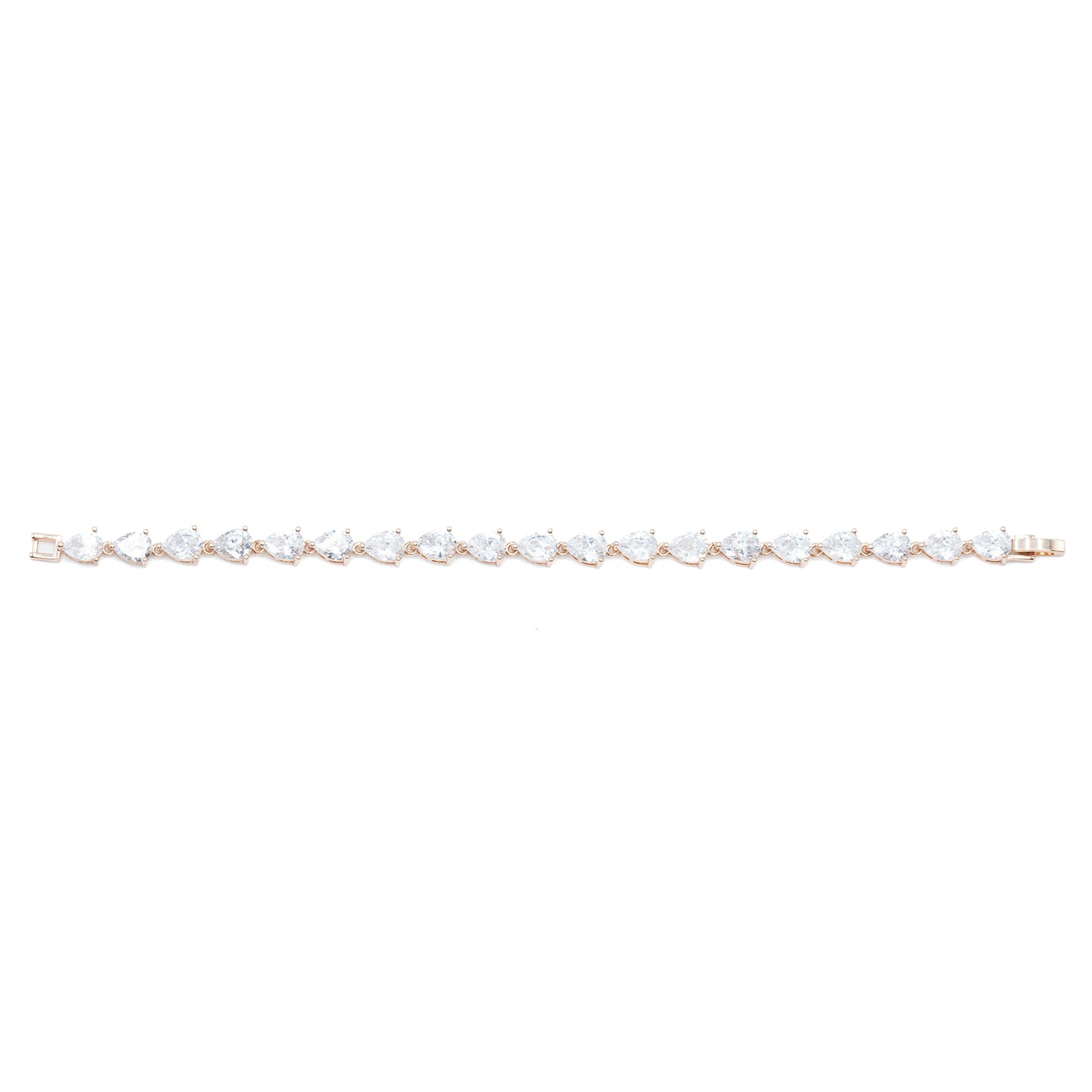 Pear shape tennis bracelet w/ 3A CZ stones rhodium RG plated Default Title