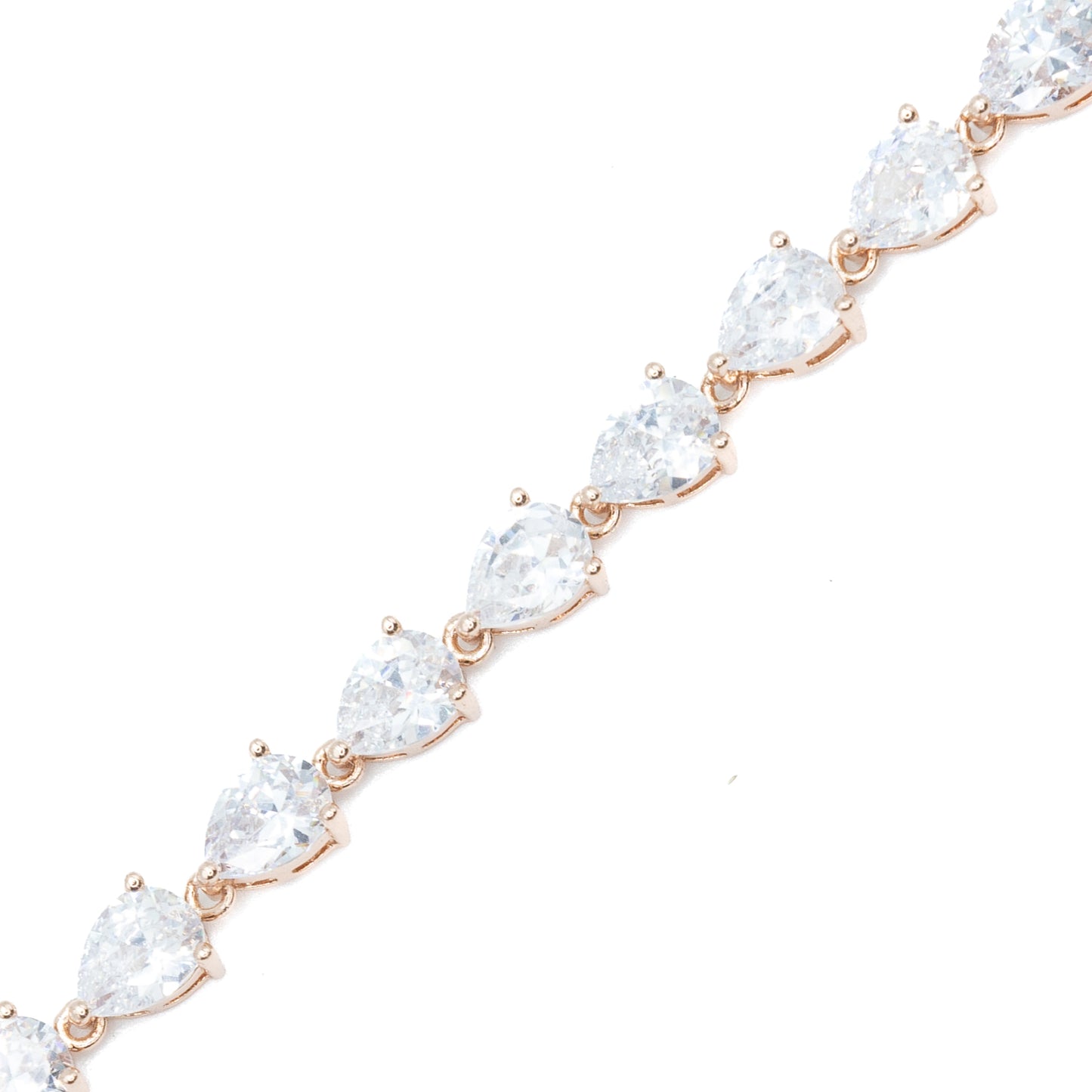 Pear shape tennis bracelet w/ 3A CZ stones rhodium RG plated Default Title
