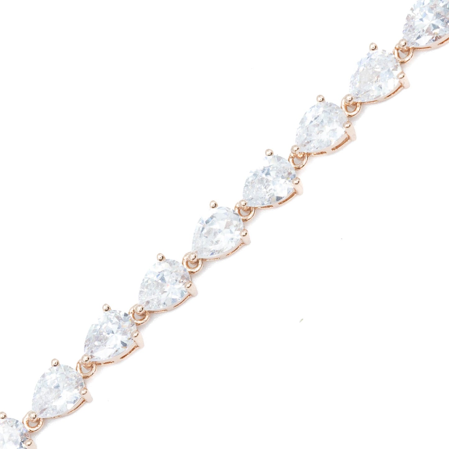 Pear shape tennis bracelet w/ 3A CZ stones rhodium RG plated Default Title