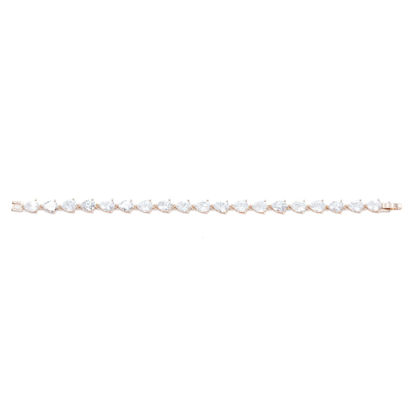 Pear shape tennis bracelet w/ 3A CZ stones rhodium RG plated Default Title