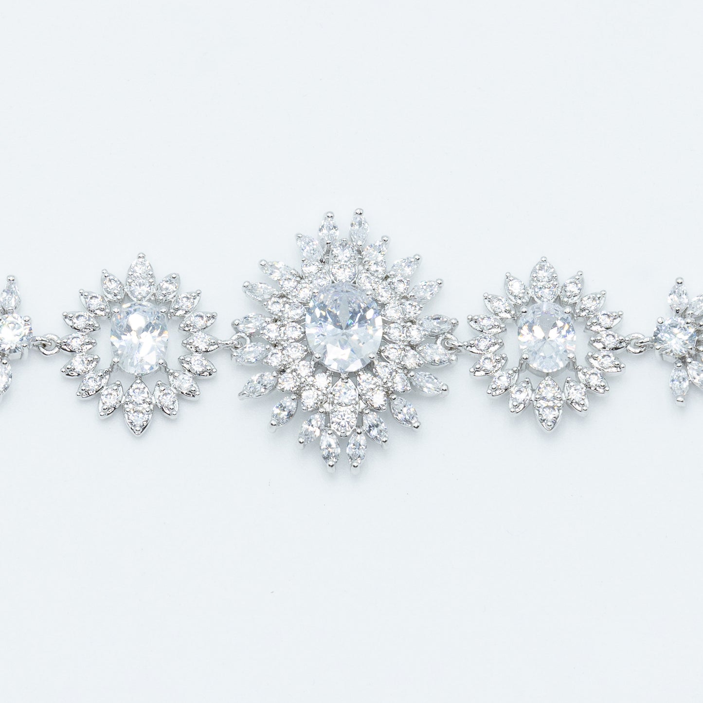 Sunburst tennis bracelet w/ 3A clear CZ stones rhodium plated Default Title