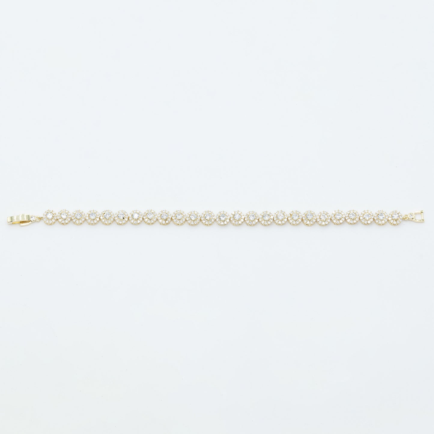 Tiny round pave 3A CZ stone bracelet rhodium G plated Default Title