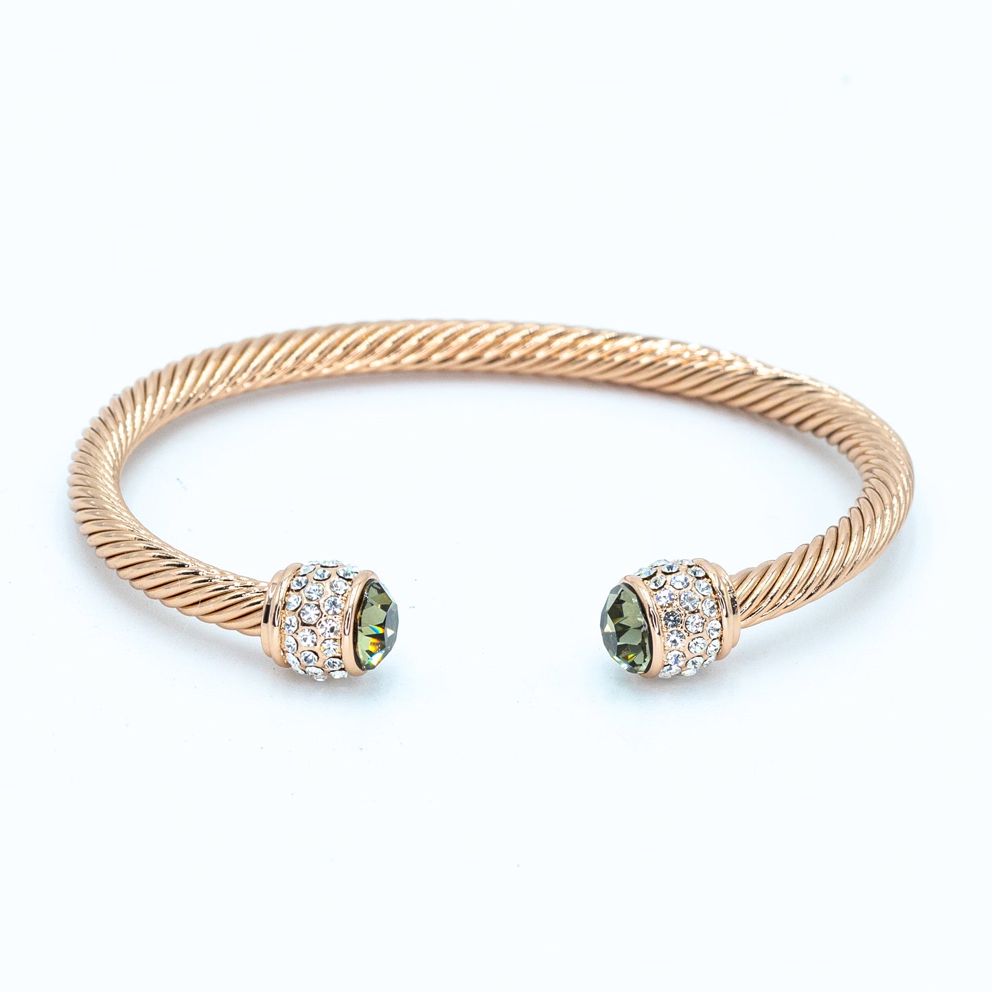 Rosegold plated bangle w/ CZ stones and black diamond stone Default Title