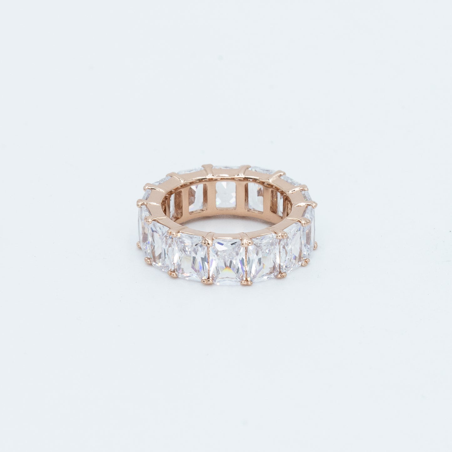 Emerald Cut Band w/ 3A CZ stones brass rhodium RG plated Default Title
