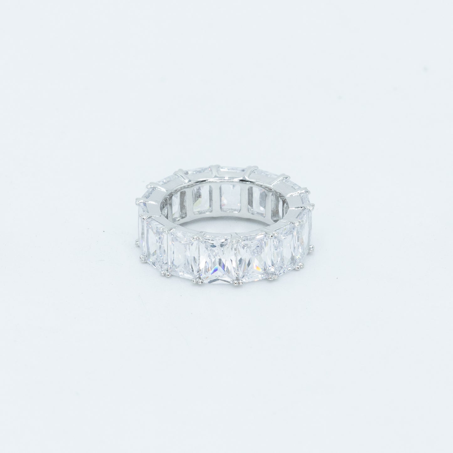 Emerald Cut Band w/ 3A CZ stones brass rhodium plated Default Title
