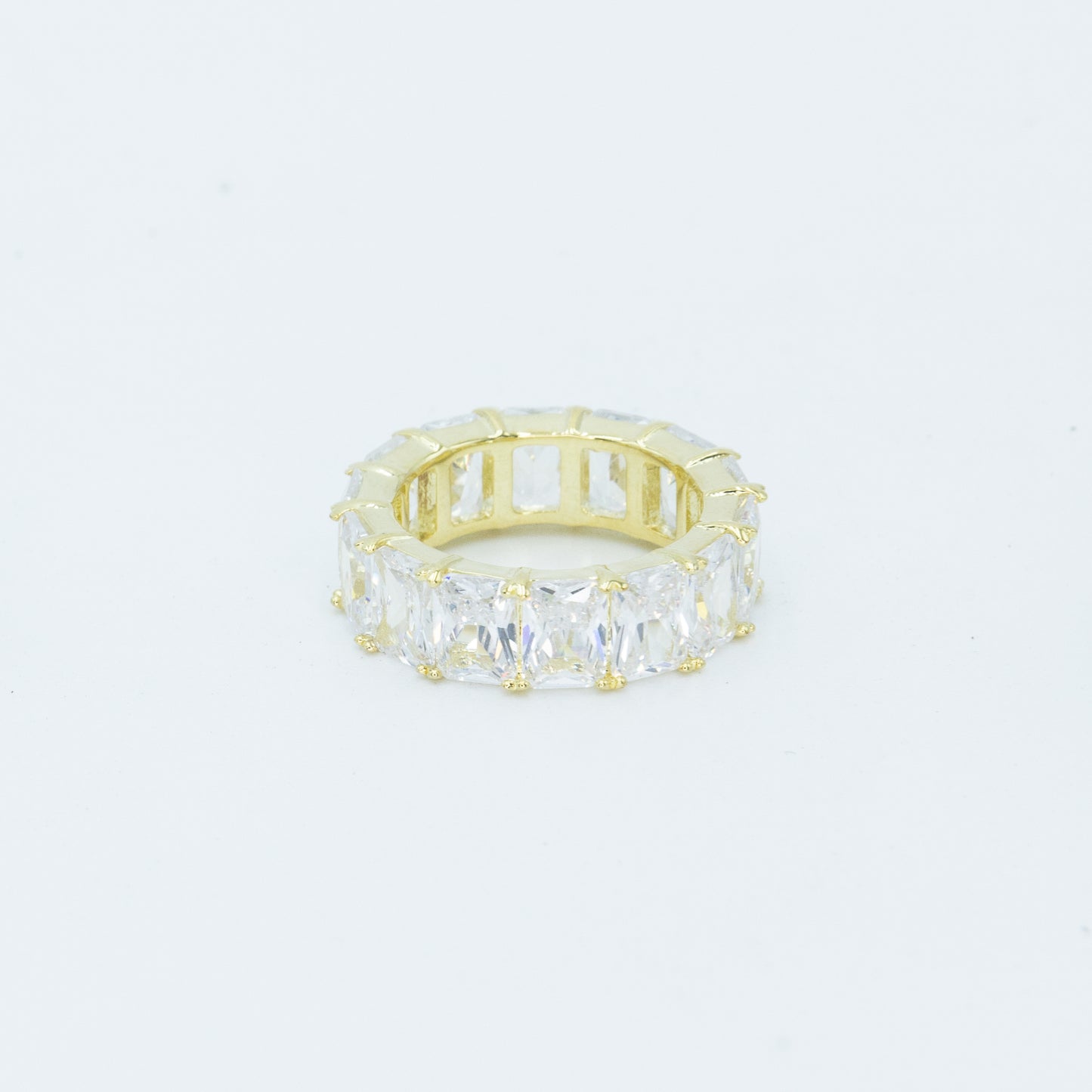 Emerald Cut Band w/ 3A CZ stones brass rhodium G plated Default Title