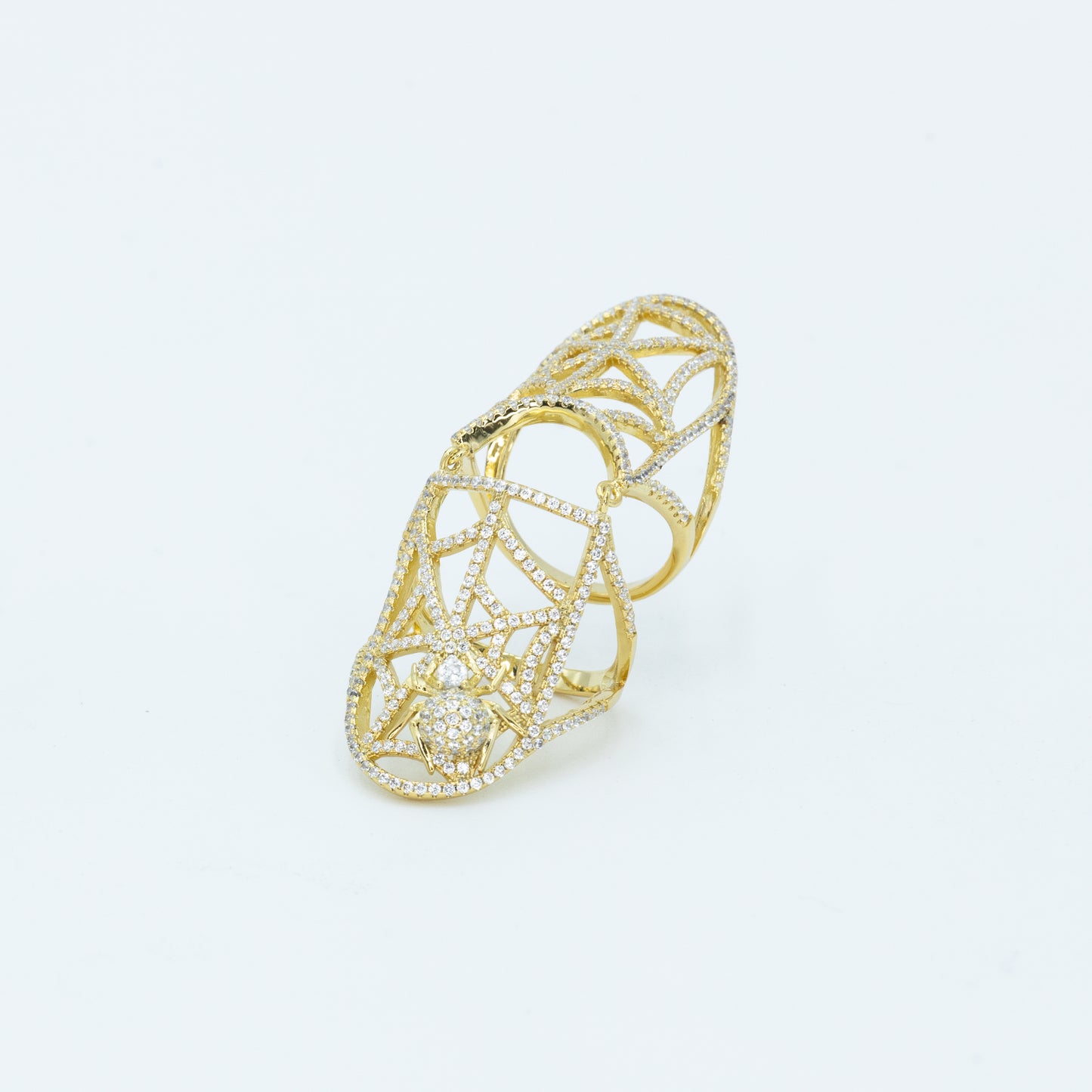 Full finger spider web pave ring w/ 3A CZ stones rhodium G plated Default Title