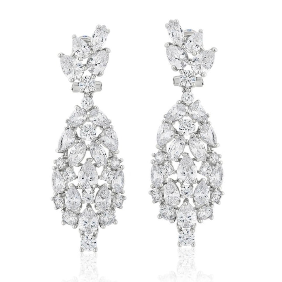 The Pear & Oval Cluster Chandelier Earrings