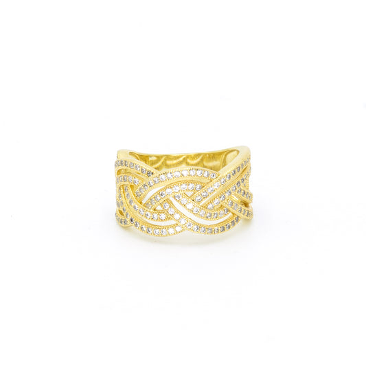 Pave swirl band w/ 3A CZ stones rhodium G plated
