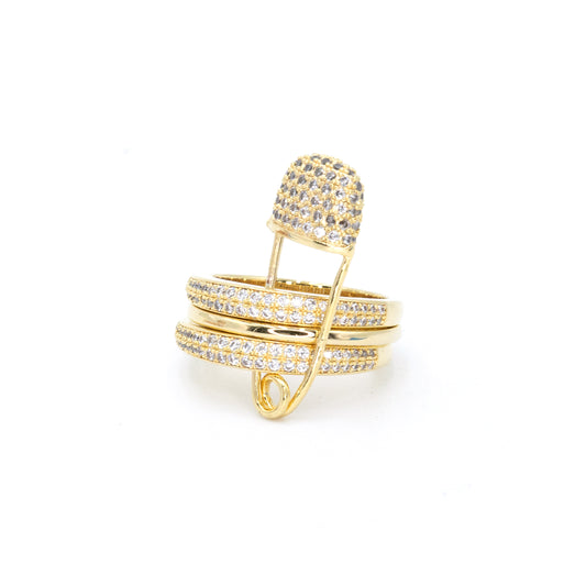 Safety Pin Pave Ring