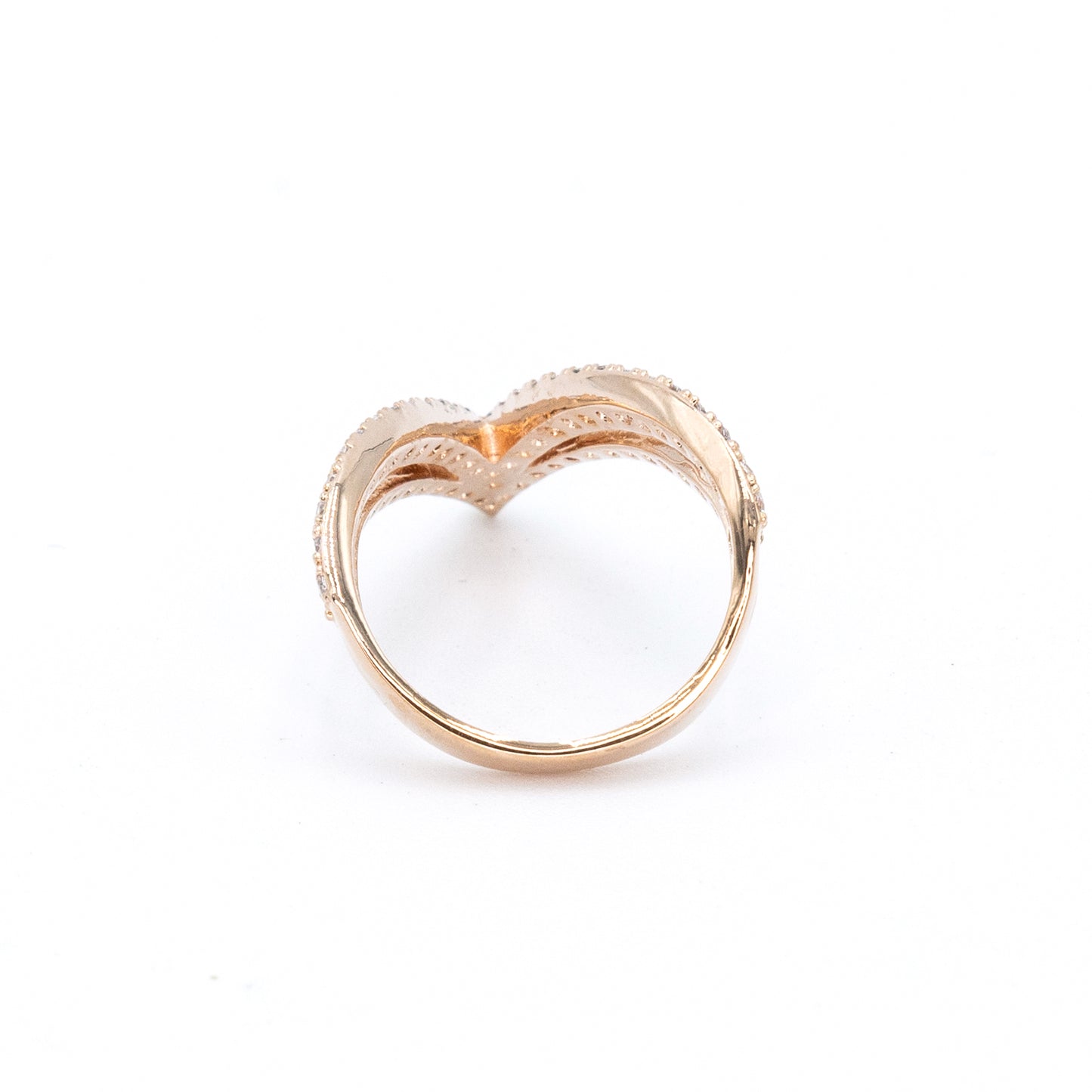 The Pave V Ring in Rose Gold