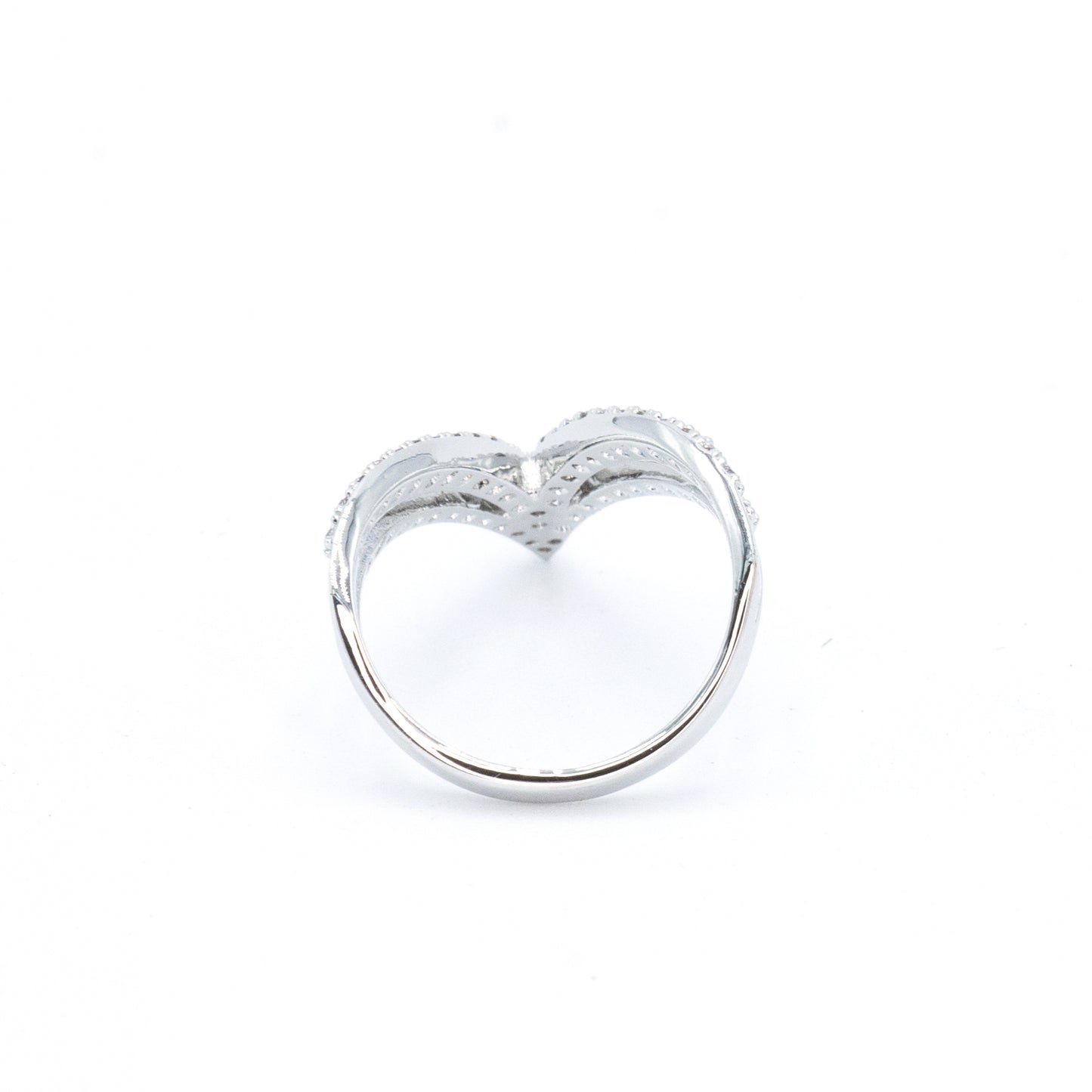 The Pave V Ring in Rhodium
