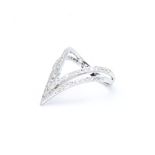 The Pave V Ring in Rhodium