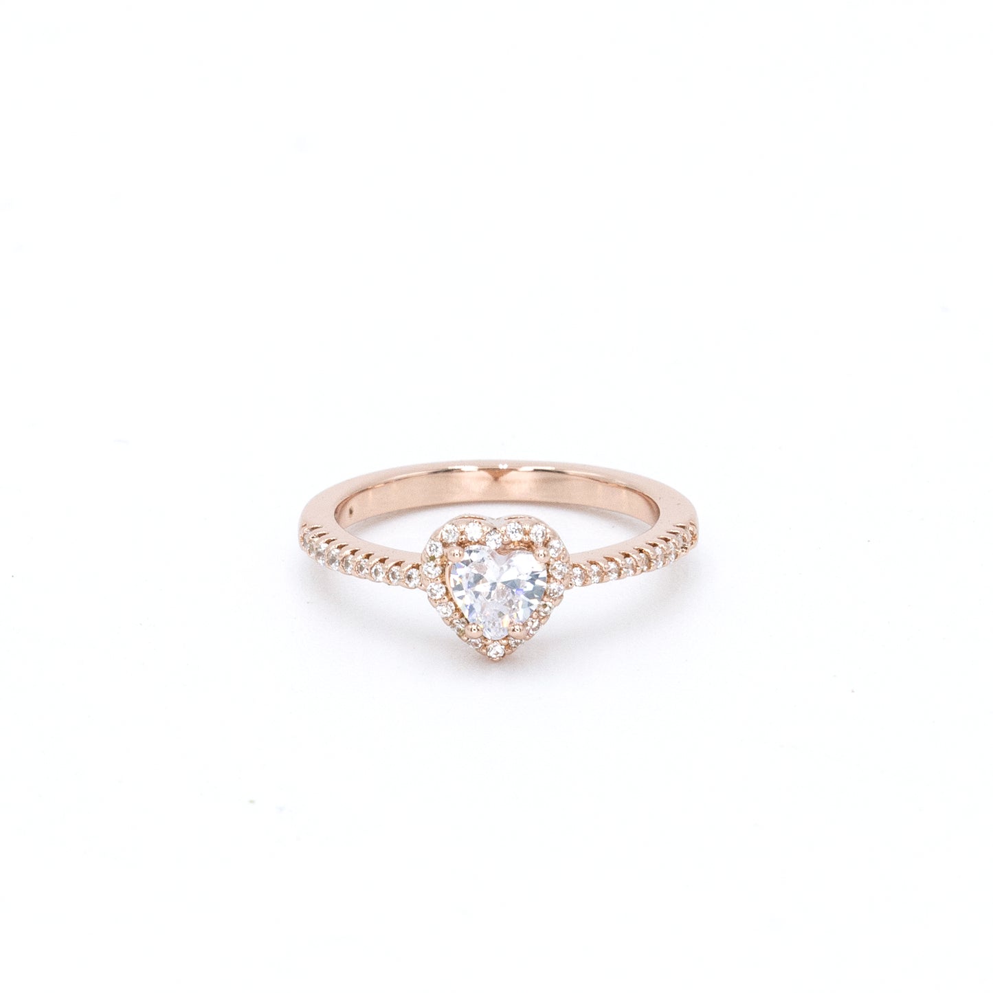 The Single Heart Stone Ring in Rhodium Rose Gold