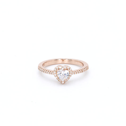 The Single Heart Stone Ring in Rhodium Rose Gold