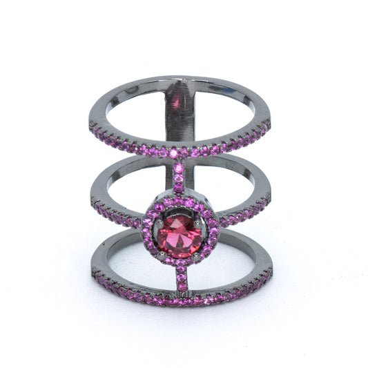 Triad Ring Pink Crystals
