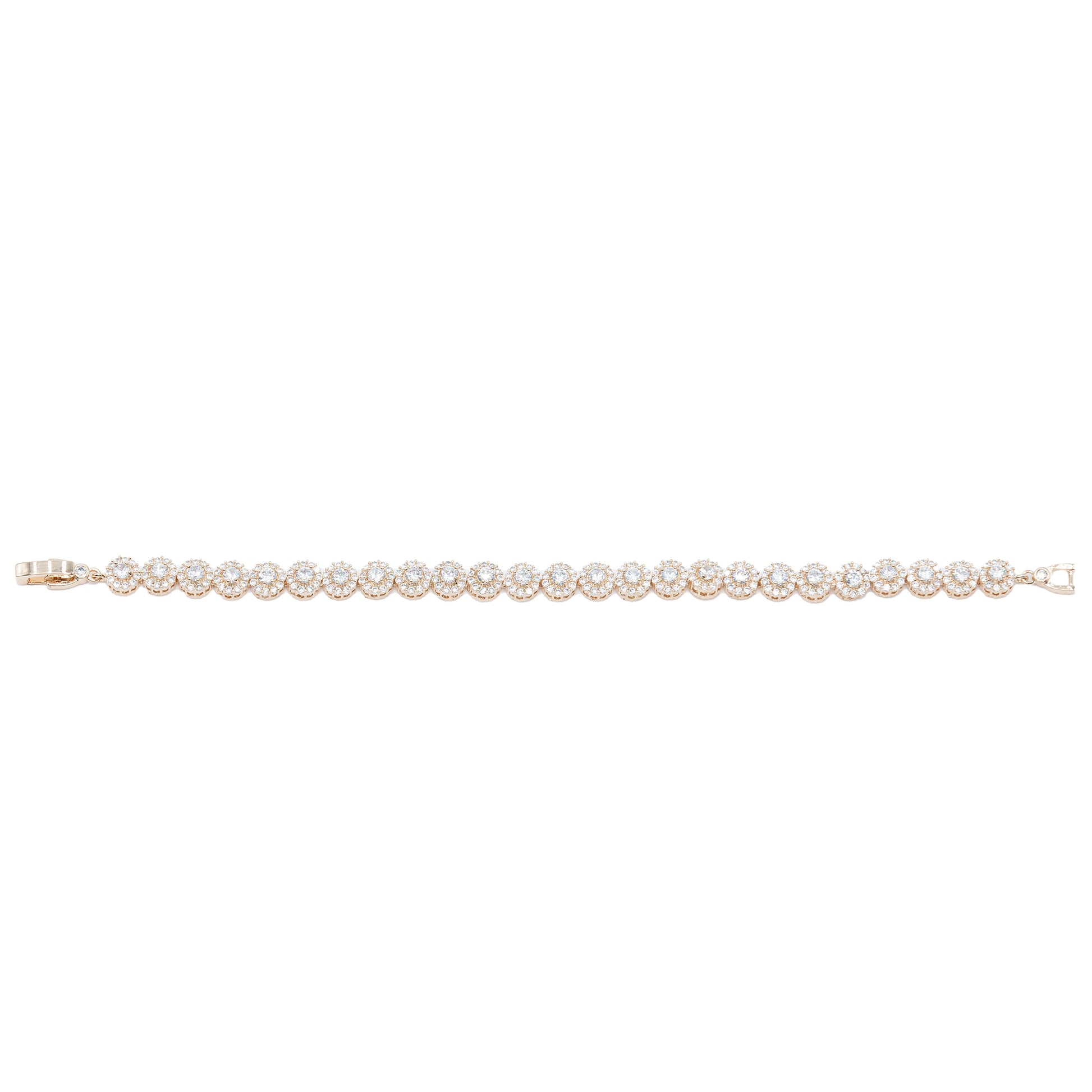 Tiny round pave 3A CZ stone bracelet rhodium RG plated Default Title