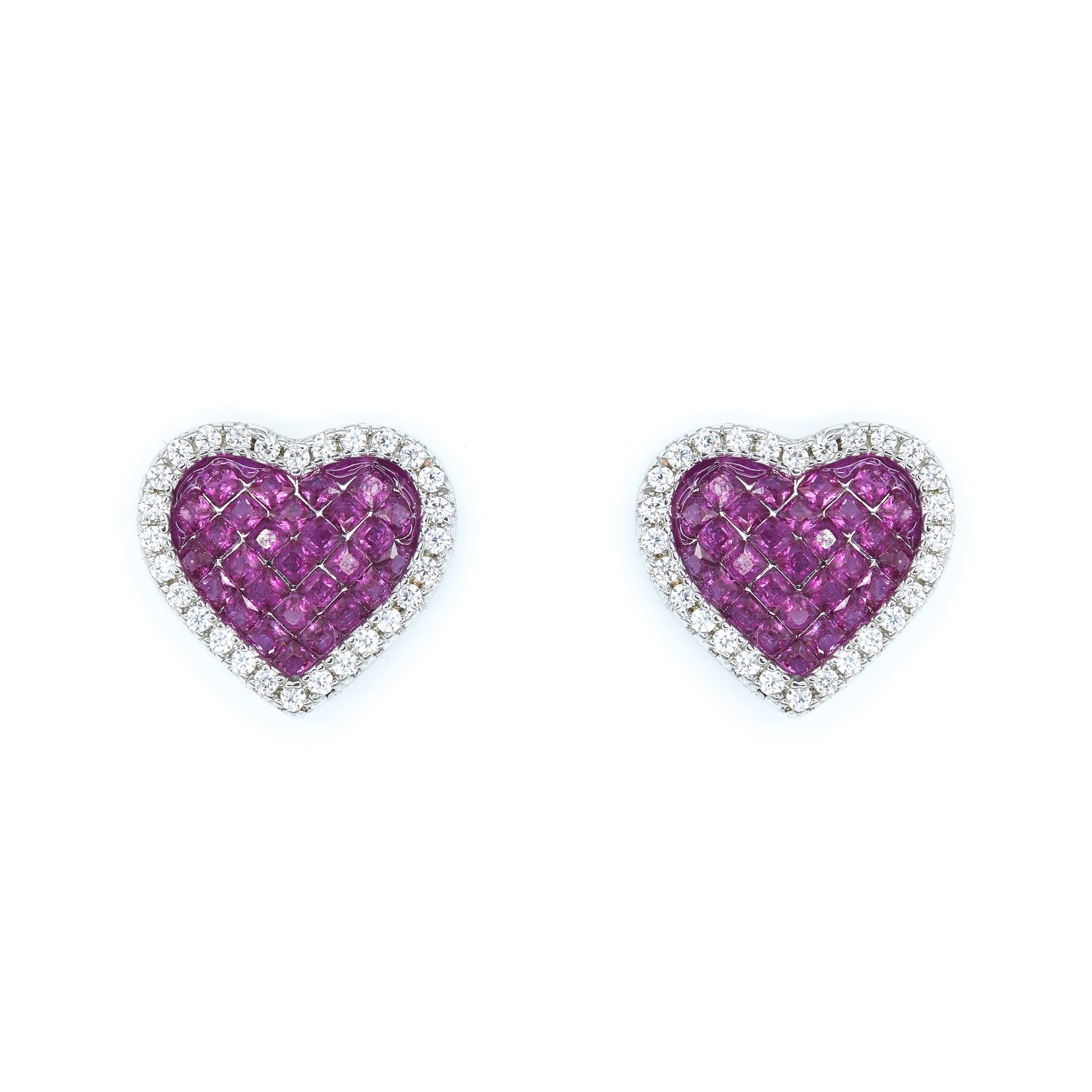 Pink Sweetheart Studs White Gold Default Title