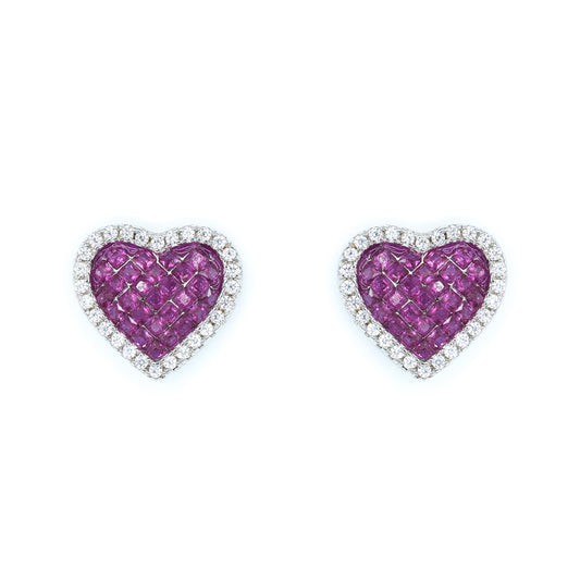 Pink Sweetheart Studs White Gold Default Title