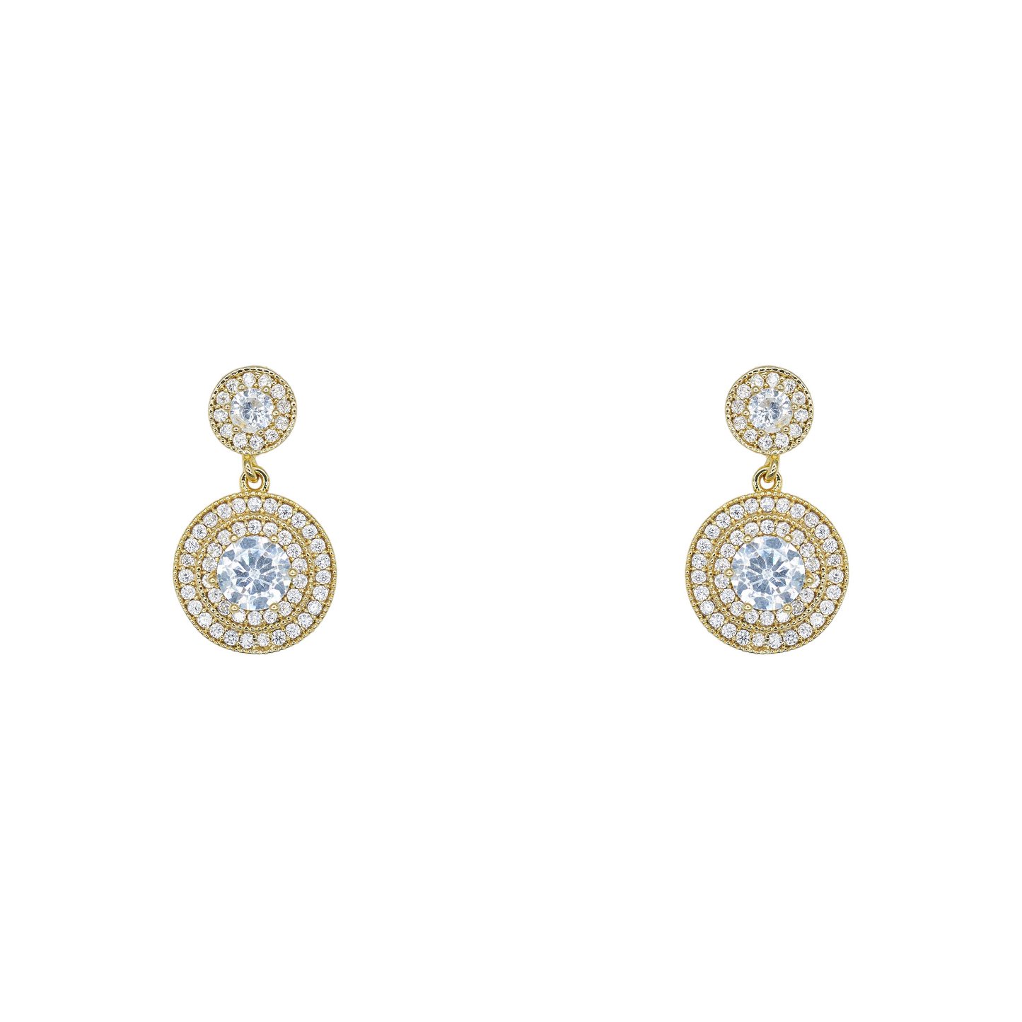 Halo Drop Earrings Gold