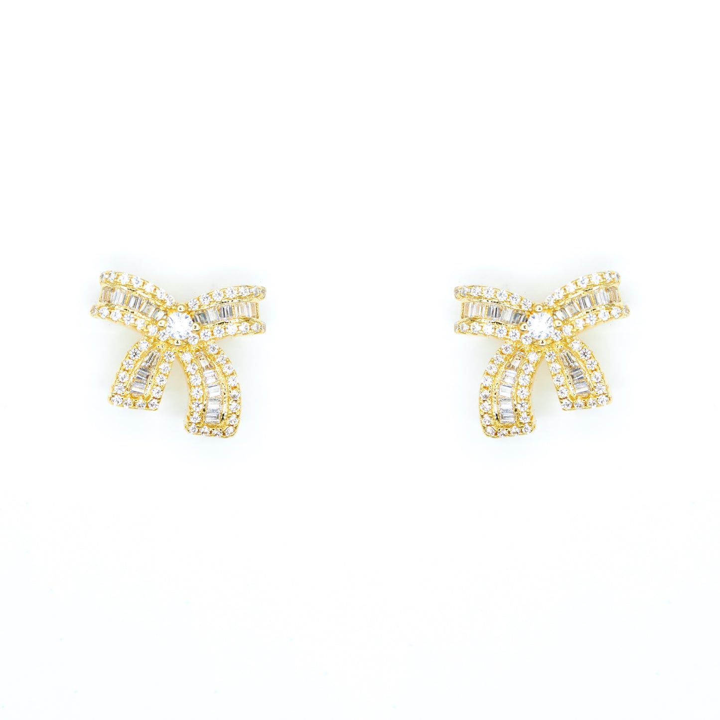 White Gold Pave Bow Studs Default Title