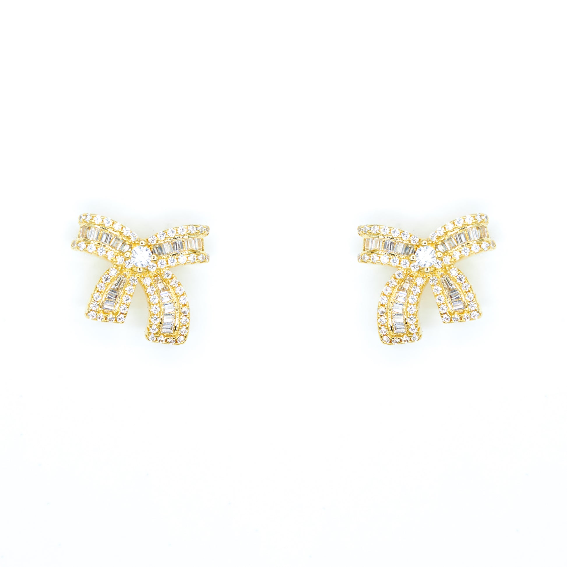 White Gold Pave Bow Studs Default Title