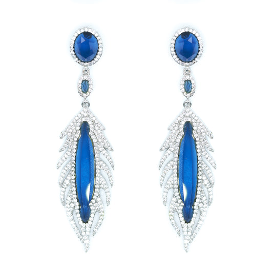 Sapphire Feather Drop Earrings Default Title