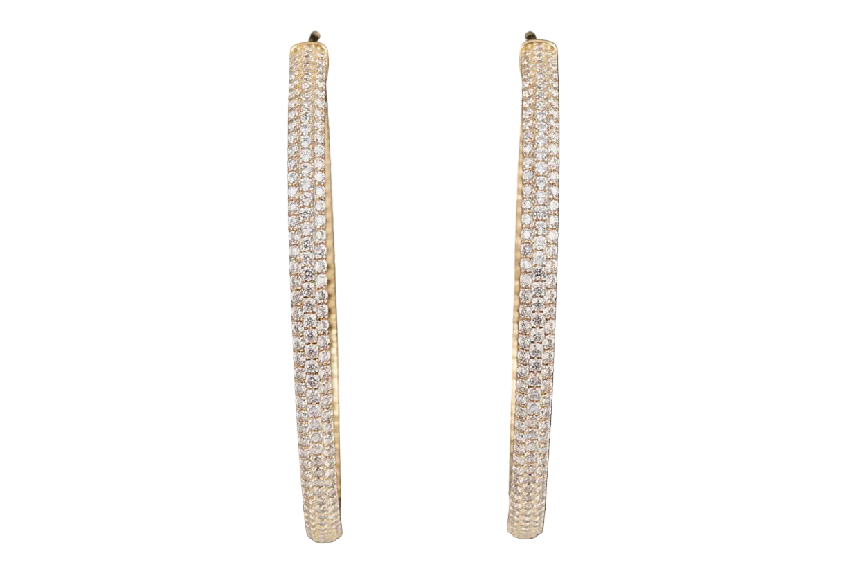 Large Pave Hoops Gold
