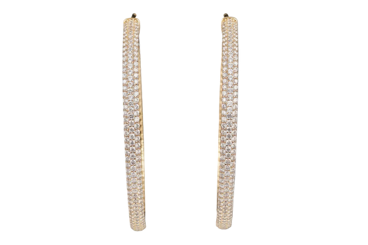 Large Pave Hoops Gold