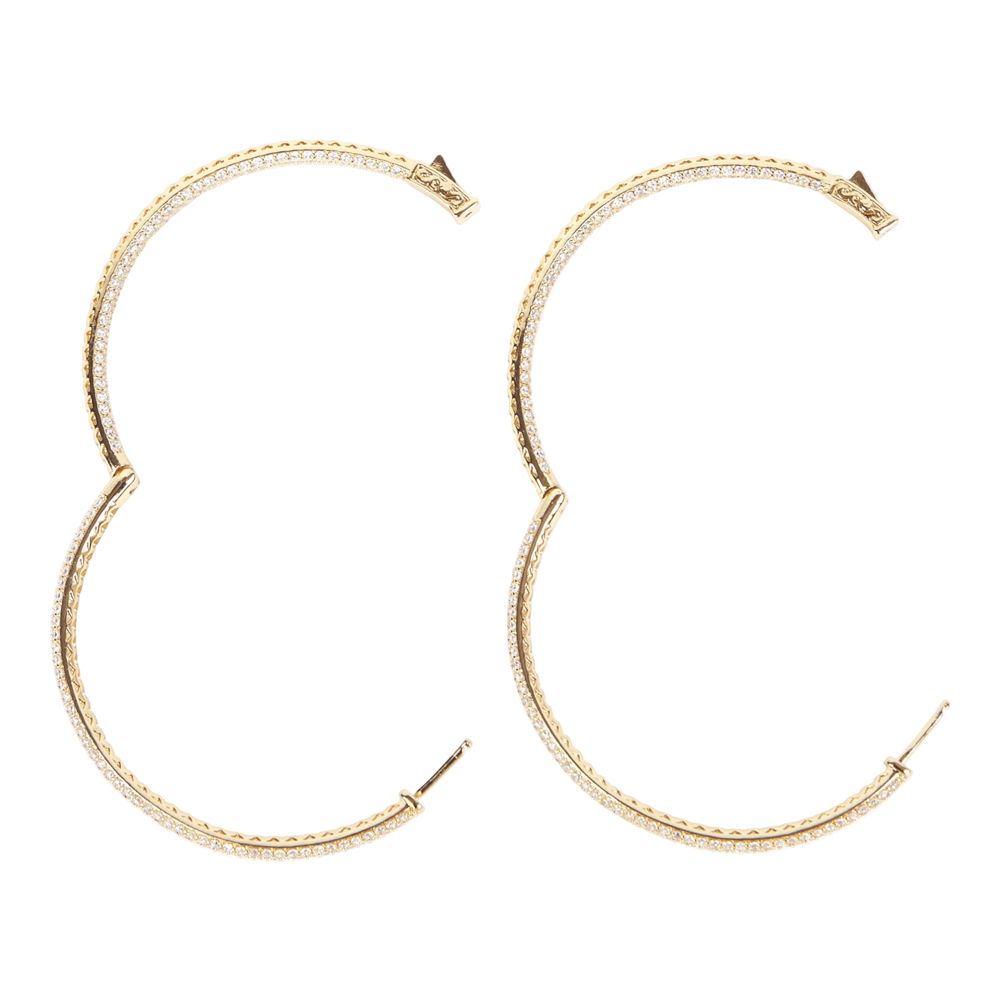 Large Pave Hoops Gold