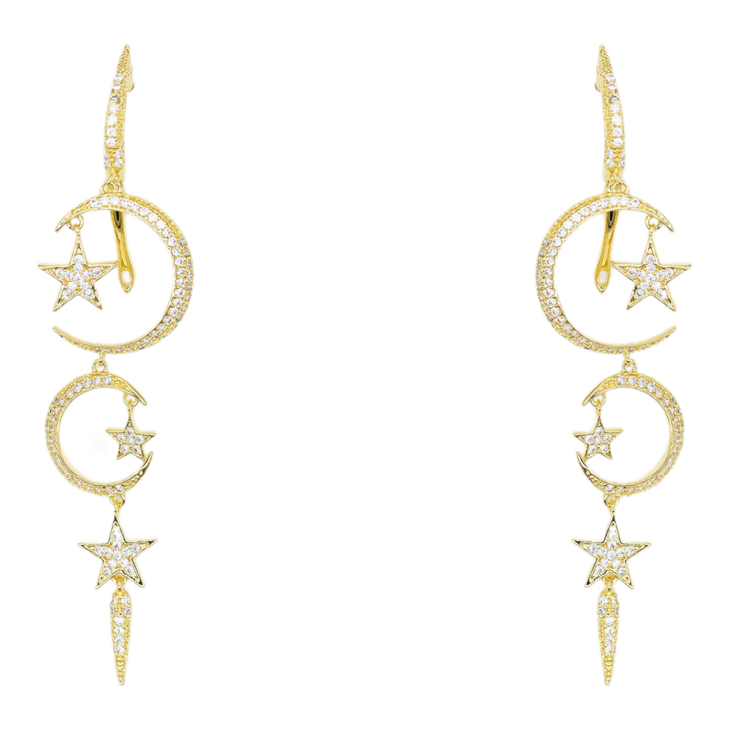 Moon and The Stars Earrings Gold