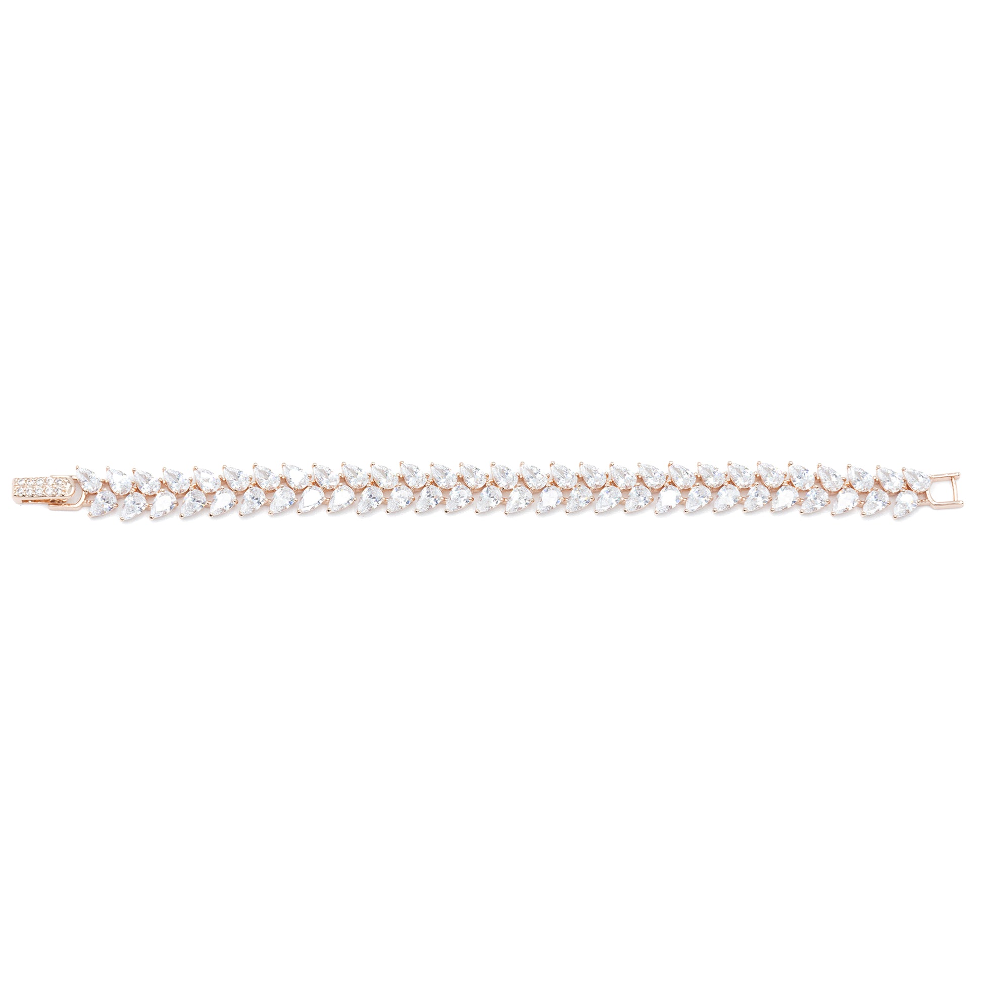 Tilted marquee tennis bracelet w/ 3A CZ stones rhodium RG plated Default Title