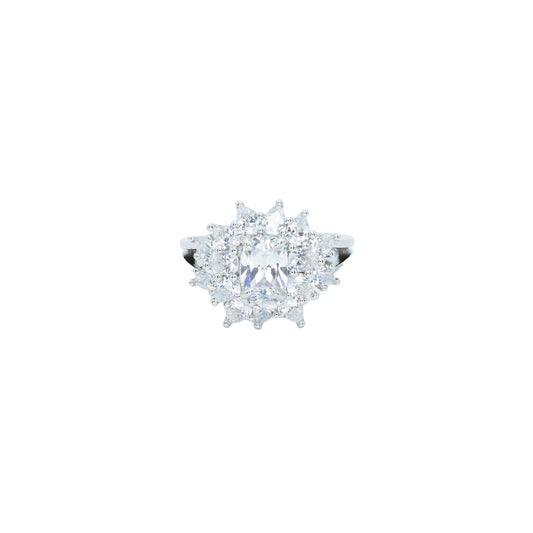 Cluster Burst Ring White Gold