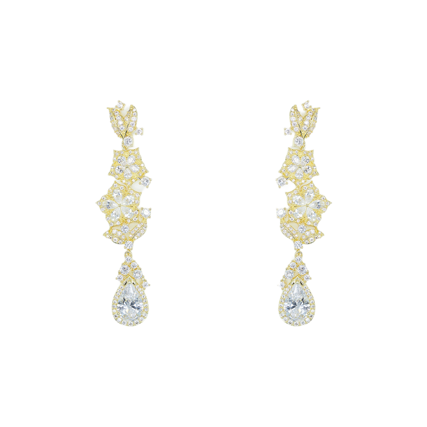 Pave Flower Drop Earrings