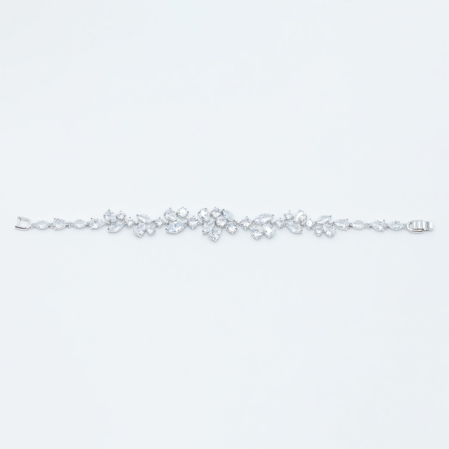 Leafy bracelet w/ 3A CZ stones rhodium plated Default Title