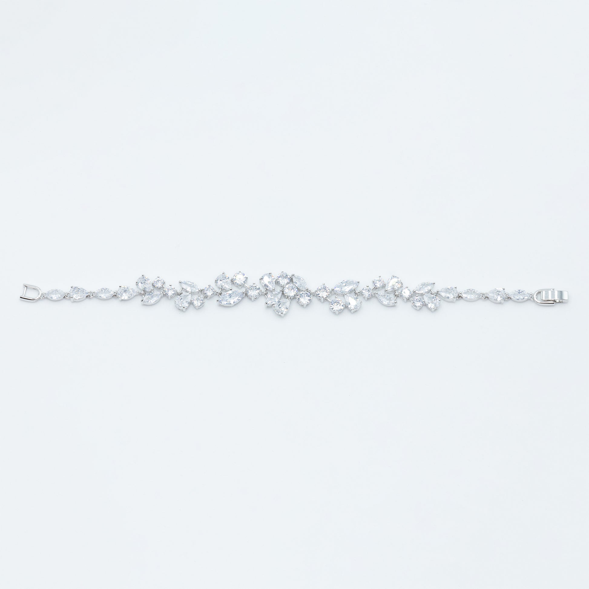 Leafy bracelet w/ 3A CZ stones rhodium plated Default Title